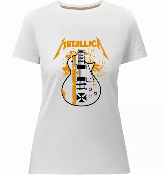 Женская премиум футболка Metallica guitar Белый фото