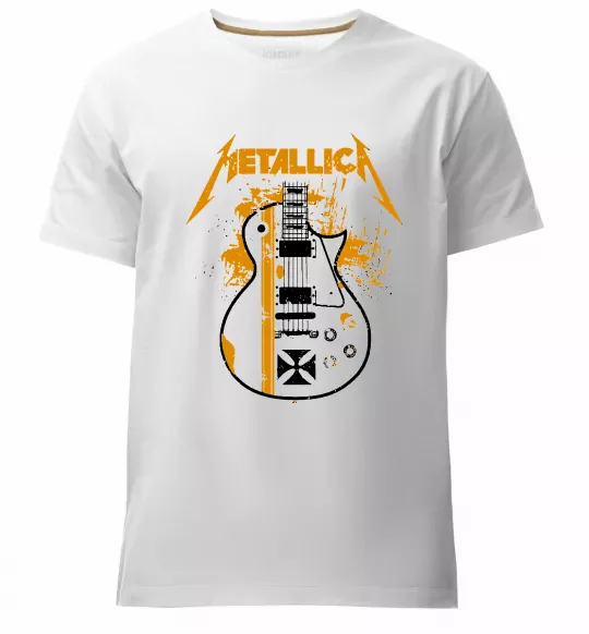 Чоловіча преміум футболка Metallica guitar Білий фото