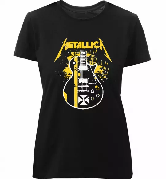 Женская премиум футболка Metallica guitar Черный фото