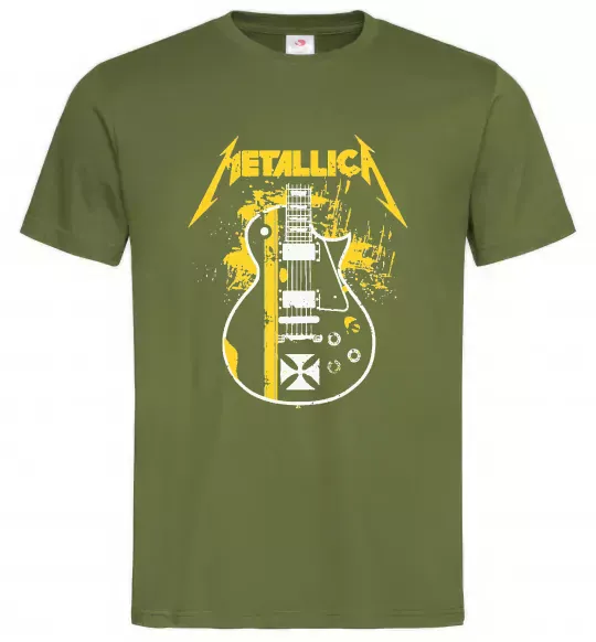 Мужская футболка Metallica guitar Оливковый фото