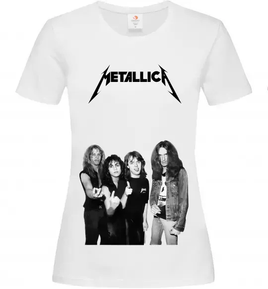 Жіноча футболка Металіка група Білий фото