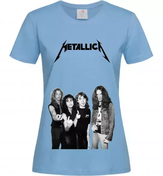 Жіноча футболка Металіка група Блакитний фото