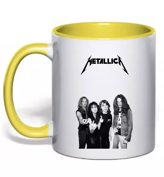 Чашка з кольоровою ручкою Металіка група Сонячно жовтий фото