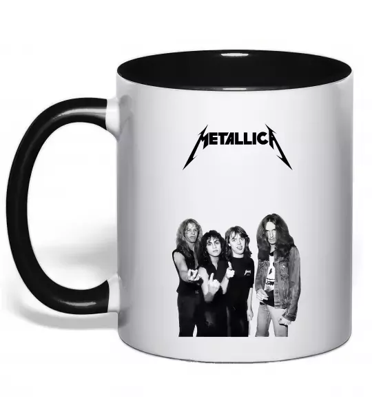 Чашка з кольоровою ручкою Металіка група Чорний фото