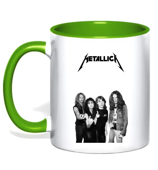 Чашка с цветной ручкой Металіка група Лаймовый фото