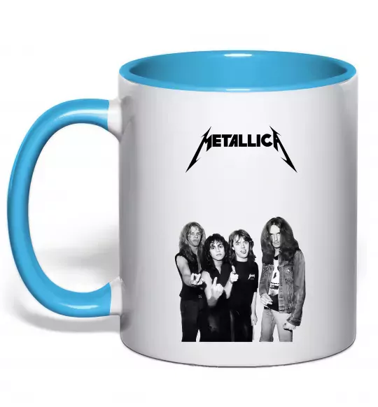 Чашка з кольоровою ручкою Металіка група Блакитний фото