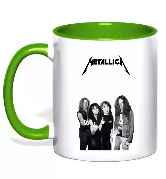 Чашка з кольоровою ручкою Металіка група Зелений фото