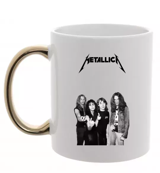 Чашка з кольоровою ручкою Металіка група Золото фото