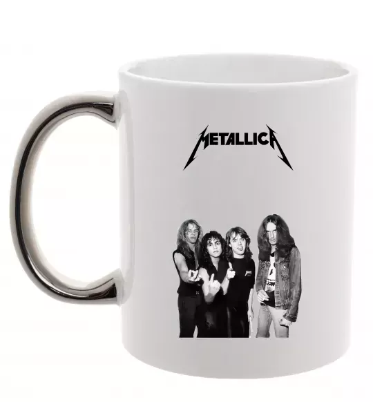 Чашка з кольоровою ручкою Металіка група Срібло фото