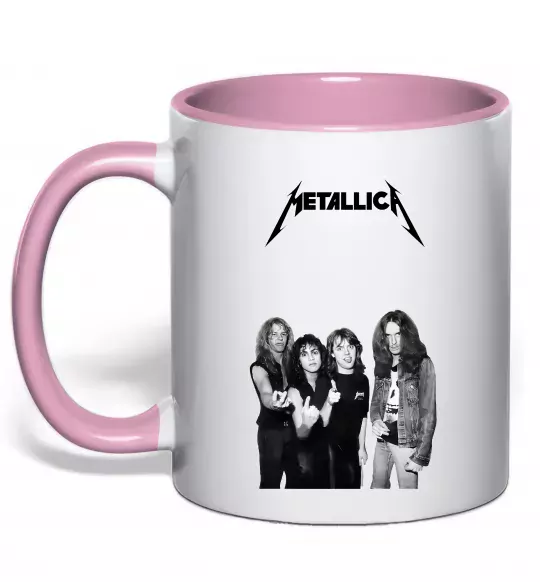 Чашка з кольоровою ручкою Металіка група Ніжно рожевий фото