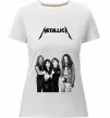 Женская премиум футболка Металіка група Белый фото