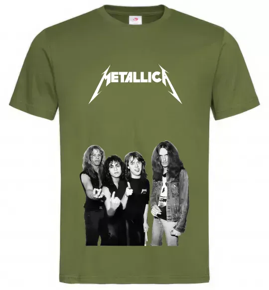 Чоловіча футболка Металіка група Оливковий фото