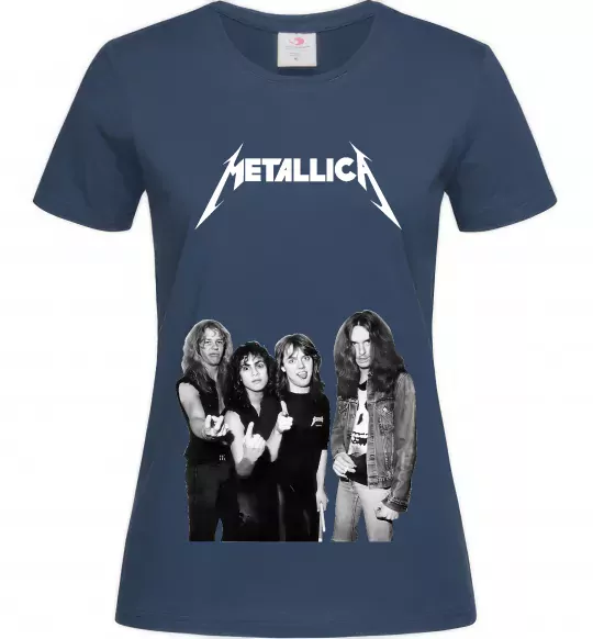 Жіноча футболка Металіка група Темно-синій фото