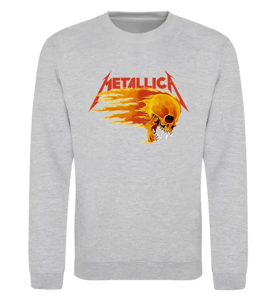 Свитшот Metallica fire skull Серый меланж фото