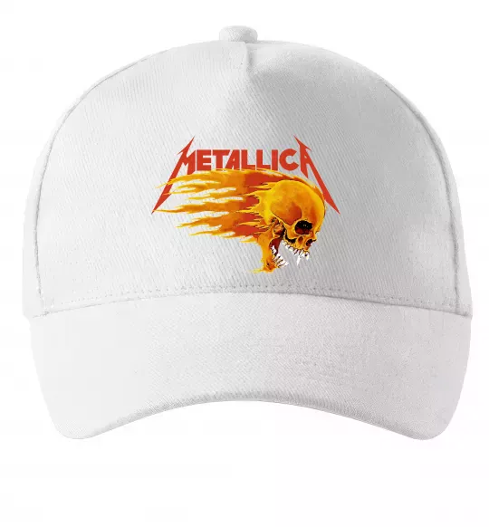 Кепка Metallica fire skull Білий фото