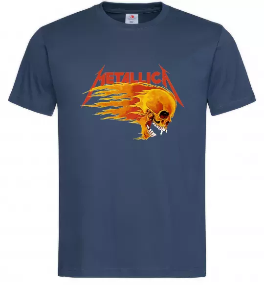 Чоловіча футболка Metallica fire skull Темно-синій фото