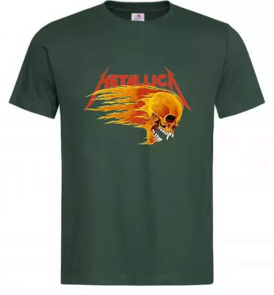 Чоловіча футболка Metallica fire skull Темно-зелений фото