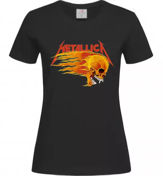 Женская футболка Metallica fire skull Черный фото