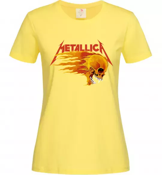 Женская футболка Metallica fire skull Лимонный фото
