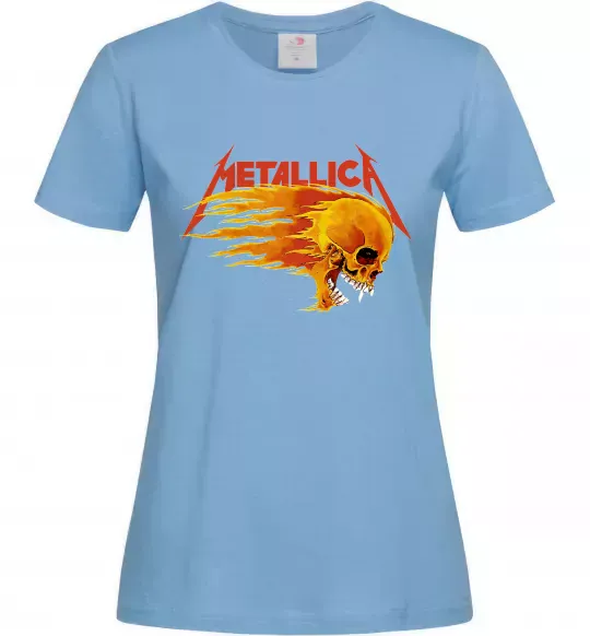 Женская футболка Metallica fire skull Голубой фото