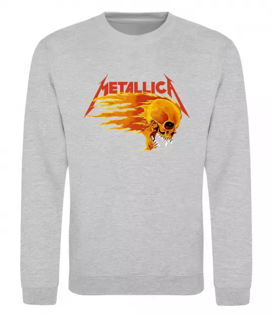 Світшот Metallica fire skull Сірий меланж фото