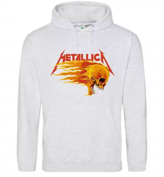 Чоловіча толстовка (худі) Metallica fire skull Сірий меланж фото