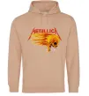 Женская толстовка (худи) Metallica fire skull Песочный фото