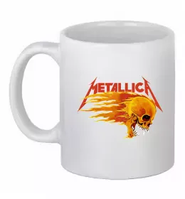 Чашка керамічна Metallica fire skull Білий фото