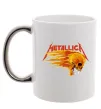Чашка з кольоровою ручкою Metallica fire skull Срібло фото