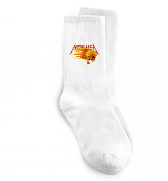 Шкарпетки Metallica fire skull Білий фото