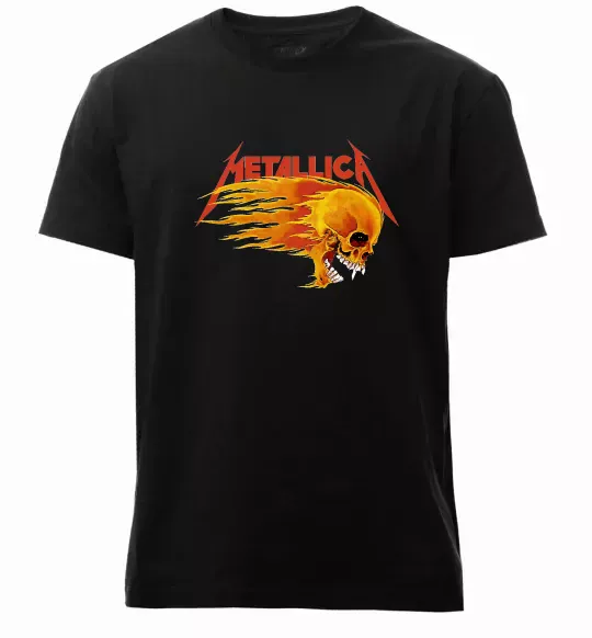 Чоловіча преміум футболка Metallica fire skull Чорний фото