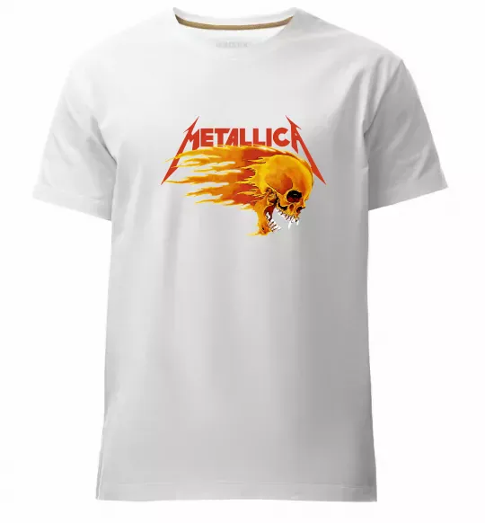 Чоловіча преміум футболка Metallica fire skull Білий фото