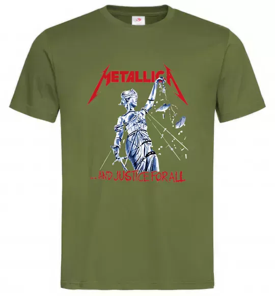 Мужская футболка Metallica and justice for all Оливковый фото