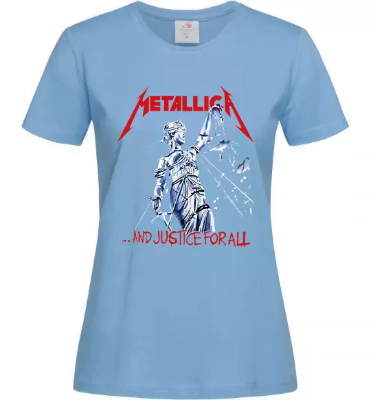Жіноча футболка Metallica and justice for all Блакитний фото