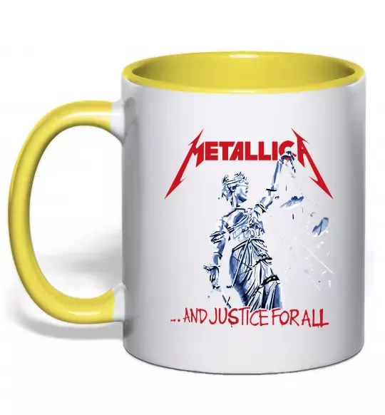 Чашка с цветной ручкой Metallica and justice for all Солнечно желтый фото