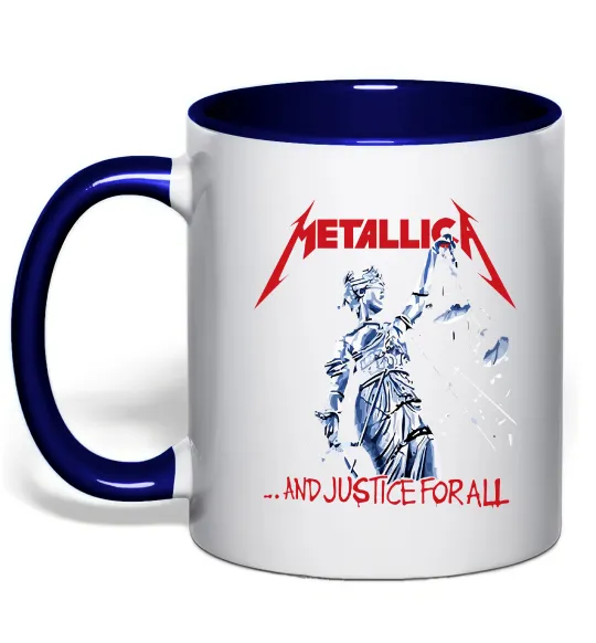 Чашка с цветной ручкой Metallica and justice for all Глубокий темно-синий фото
