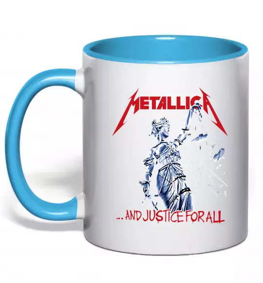 Чашка с цветной ручкой Metallica and justice for all Голубой фото