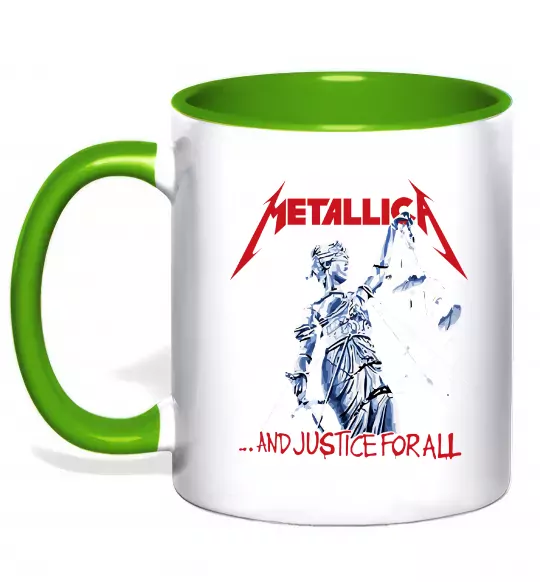 Чашка с цветной ручкой Metallica and justice for all Зеленый фото