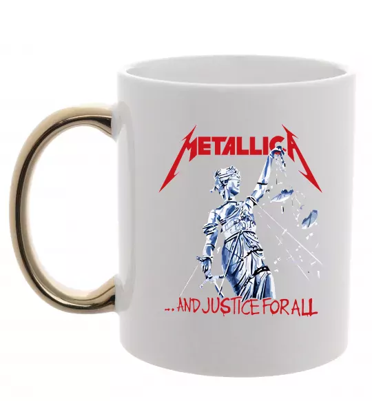 Чашка с цветной ручкой Metallica and justice for all Золото фото
