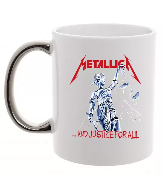 Чашка с цветной ручкой Metallica and justice for all Серебро фото