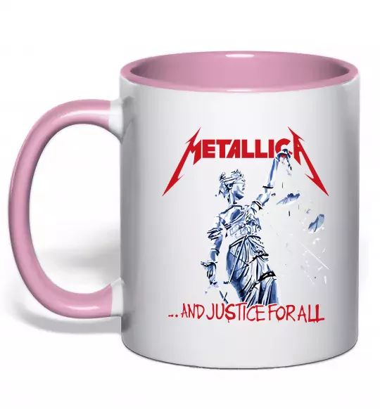Чашка с цветной ручкой Metallica and justice for all Нежно розовый фото