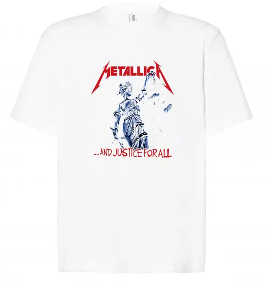 Футболка Оверсайз Metallica and justice for all Белый фото
