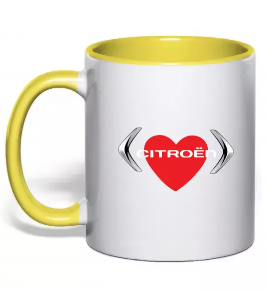 Чашка з кольоровою ручкою Citroen серце Сонячно жовтий фото