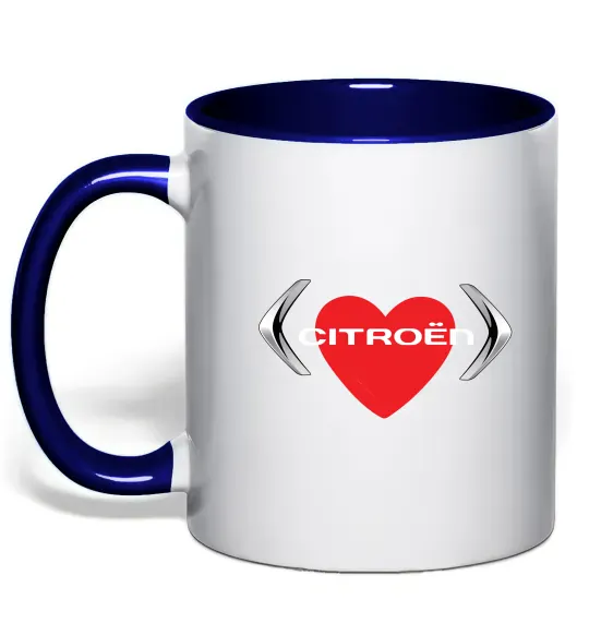 Чашка з кольоровою ручкою Citroen серце Глибокий темно-синій фото