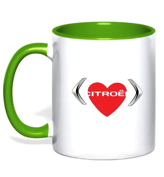 Чашка с цветной ручкой Citroen серце Лаймовый фото