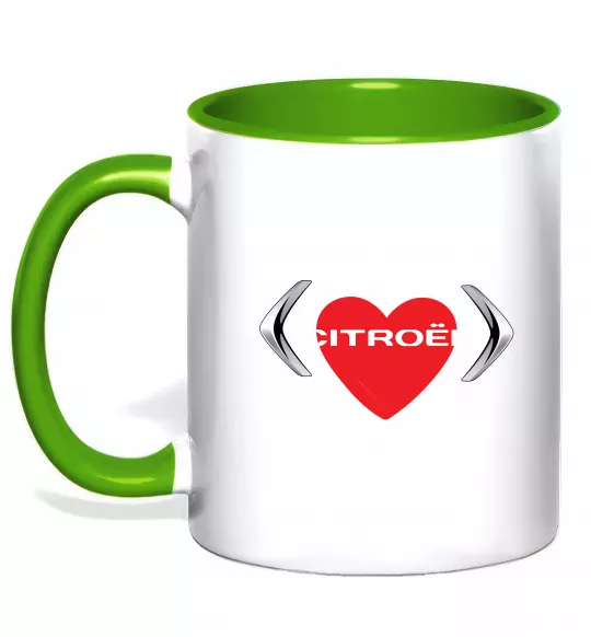 Чашка з кольоровою ручкою Citroen серце Зелений фото