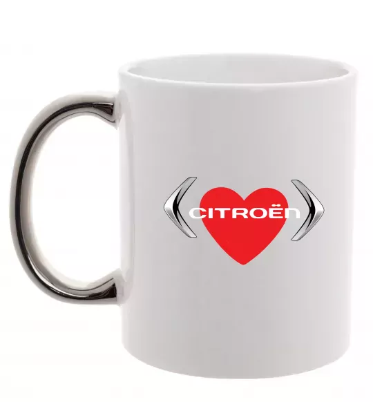 Чашка з кольоровою ручкою Citroen серце Срібло фото