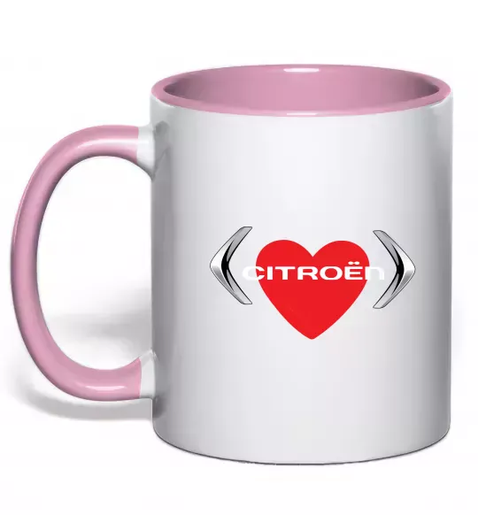Чашка з кольоровою ручкою Citroen серце Ніжно рожевий фото