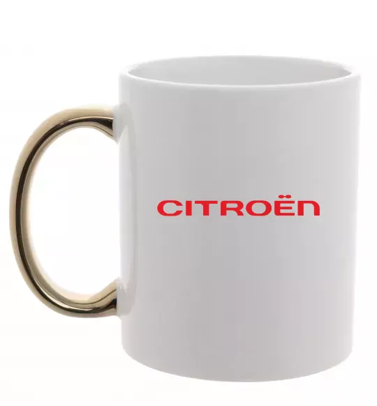 Чашка з кольоровою ручкою Citroen напис Золото фото