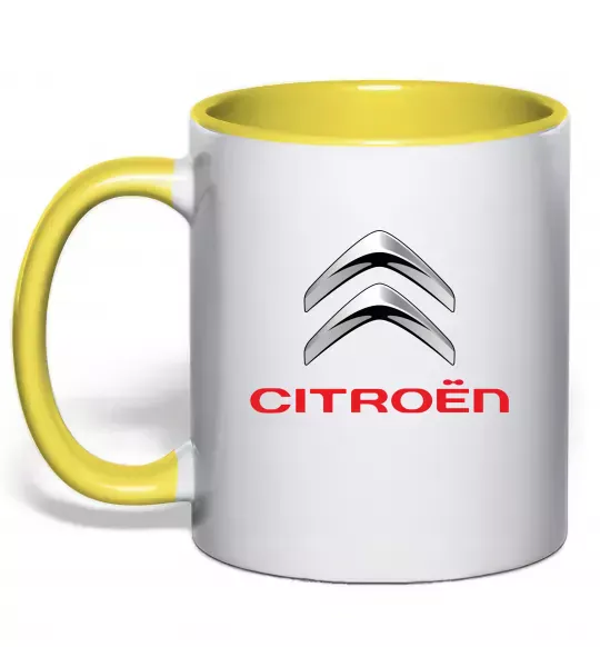 Чашка з кольоровою ручкою Citroen logo Сонячно жовтий фото